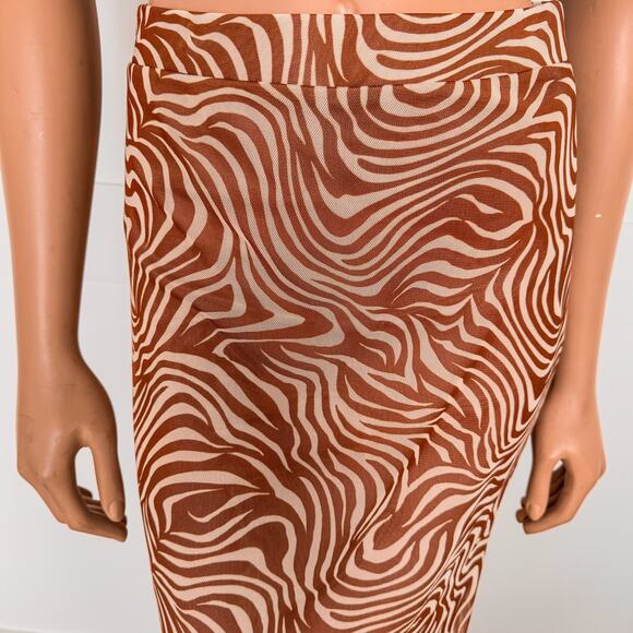 NWT-Miami of Francesca's, Robbie Animal Mesh Midi Skirt, Women's Size Small - Picture 5 of 9